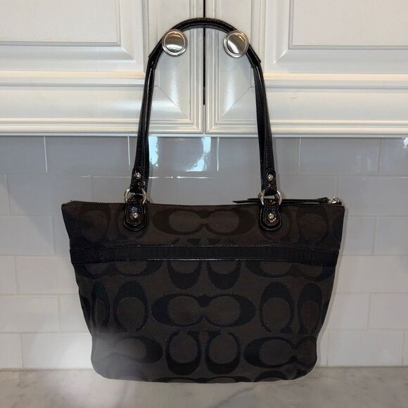 Coach Bag Purse Handbag Pocketbook Y2K Poppy Lurex Signature Logo Sateen Tote - Picture 4 of 16